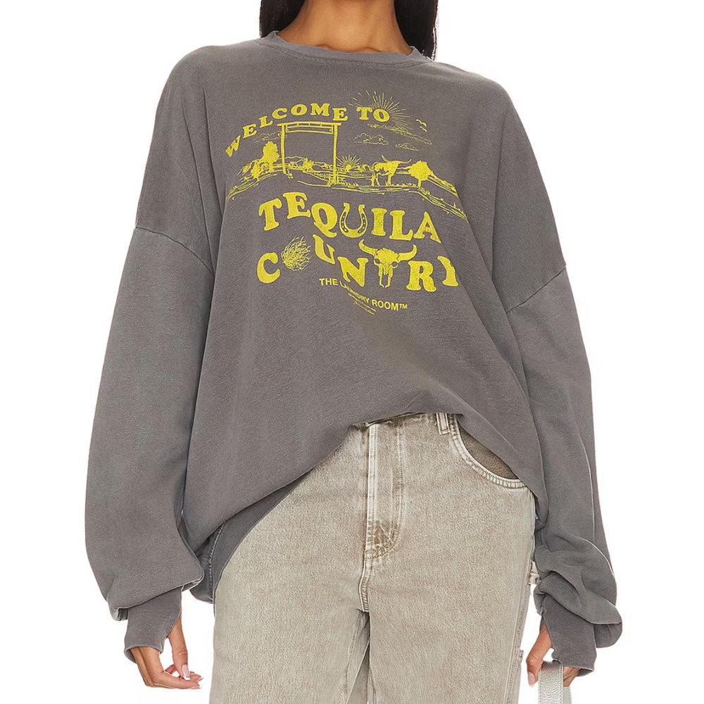 The Laundry Room Gray Sweatshirt with Yellow 'Tequila Country' Graphic
